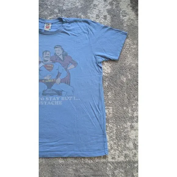 Vintage Junk Food Superman T-Shirt, Blue "Superman Mustache" - Large Made In USA - Picture 6 of 8